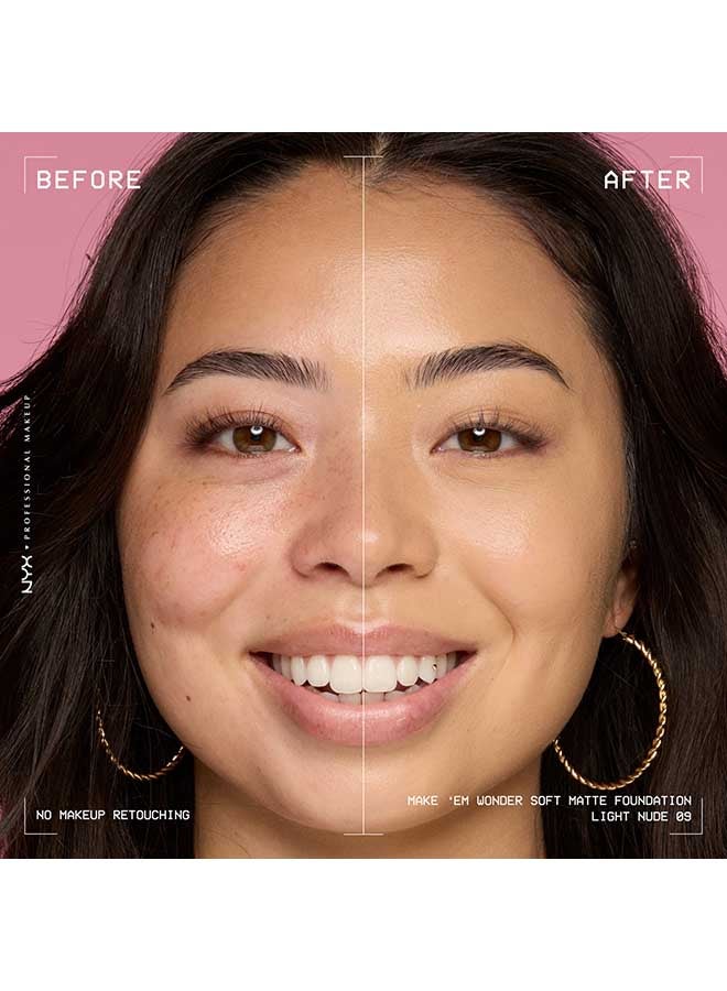 NYX PROFESSIONAL MAKEUP Make 'EM Wonder, 24H Soft Matte Foundation, Undetectable  Finish, Light Nude - Image 3